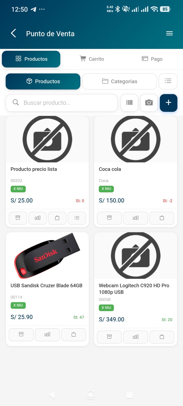 Punto de venta de la app