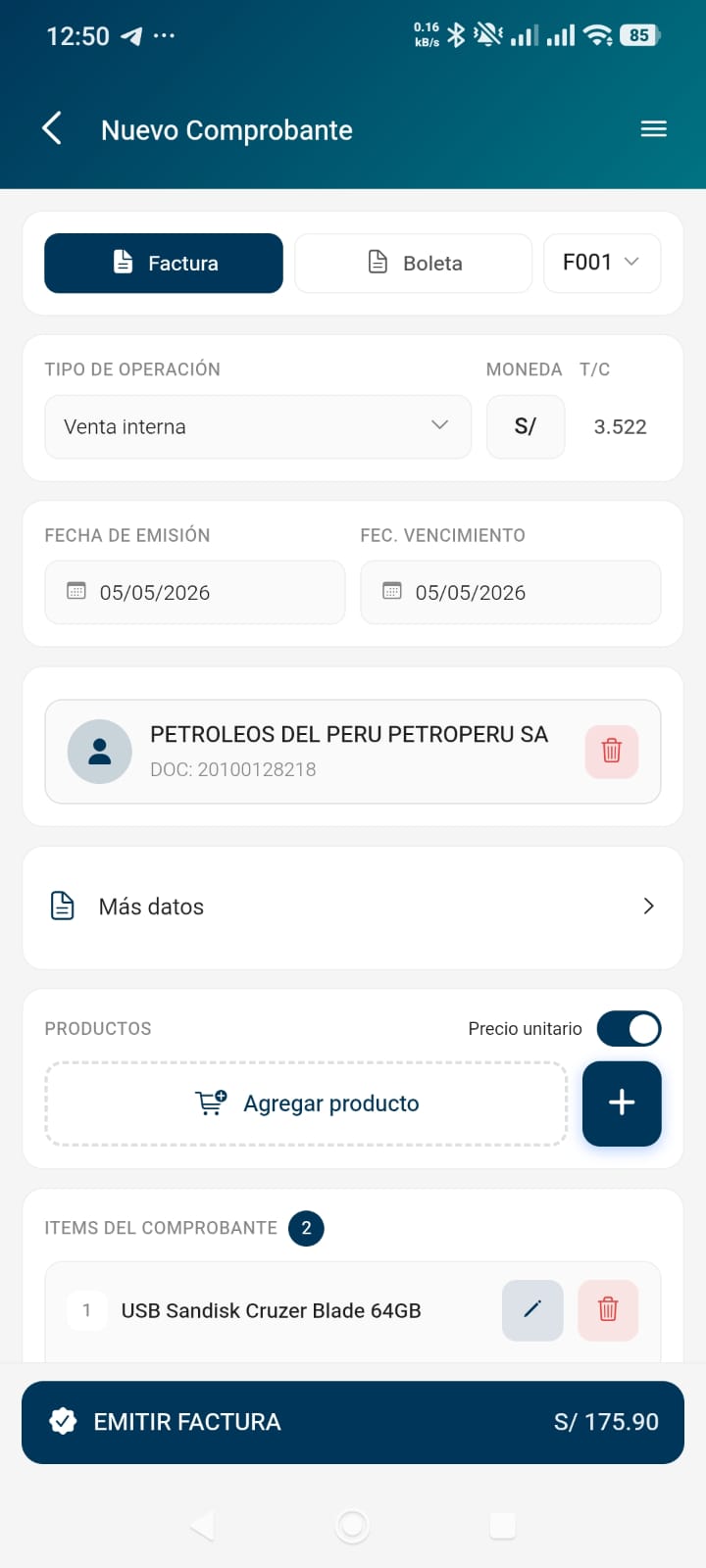Emisión de comprobantes